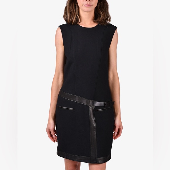 Helmut Lang Sleeveless Wool Dress with Black Leather Buckle - Picture 2 of 14